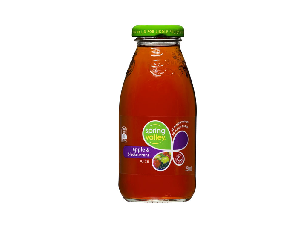 spring valley apple blackcurrant juice bottle 350ml